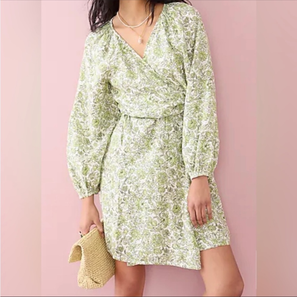 J. Crew Linen wrap dress in tossed floral